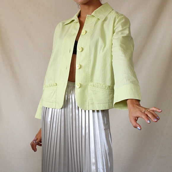 Lime Green Cotton and Silk Light Jacket